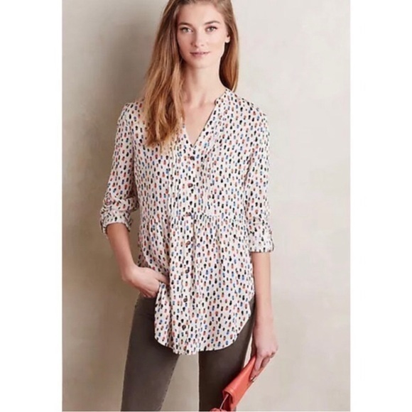 Anthropologie Maeve Calia Pintuck‎ Tophat Print 8 - Picture 2 of 4